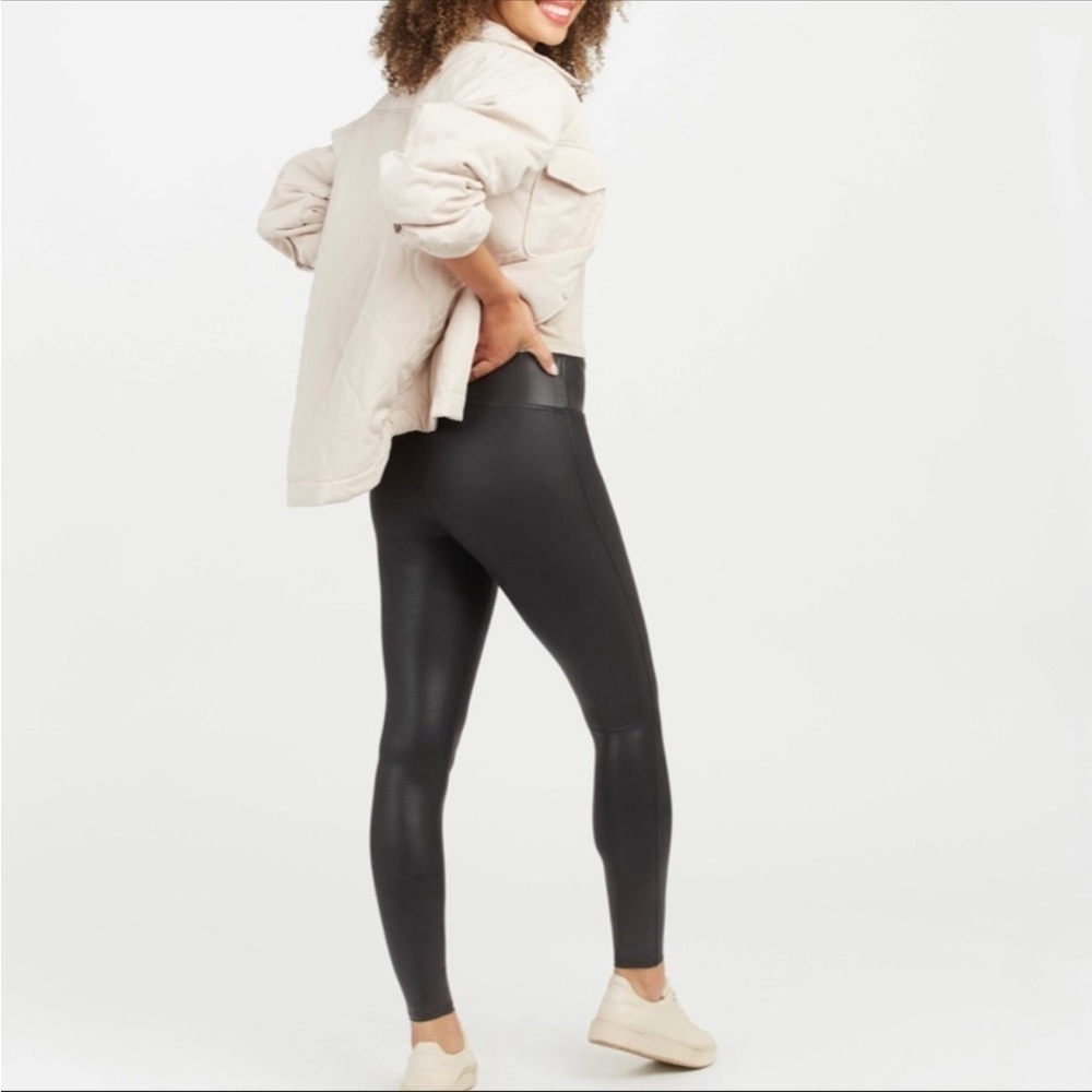 SPANX Faux Leather Black Leggings Size S